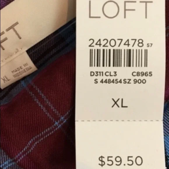 NWT Loft Cold Shoulder Plaid Top Size XL 🌸 - Picture 5 of 6